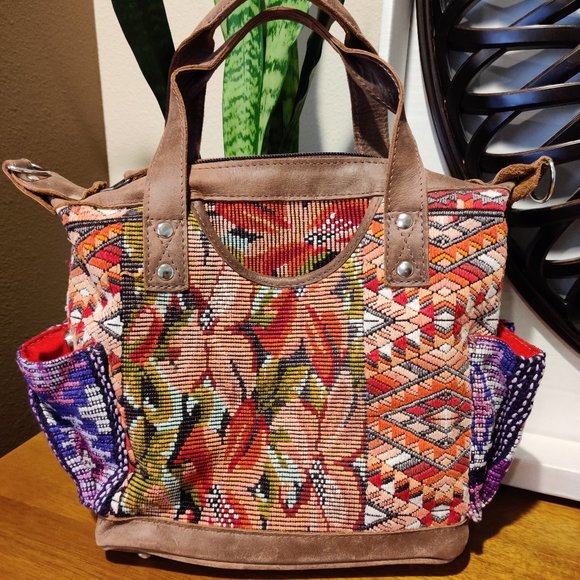 One-Of-A-Kind Nena & Co Core Leather Full Huipil Mini Convertible Day Bag